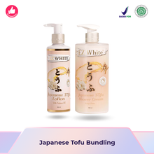 Muat gambar ke penampil Galeri, EZ White Japanese Tofu Bundling (1 Botol Lotion + 1 Botol Shower Cream)