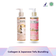 Muat gambar ke penampil Galeri, EZ White Collagen &amp; Japanese Tofu Lotion Bundling (1 Botol Collagen + 1 Botol Japanese Tofu Lotion)
