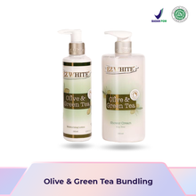 Muat gambar ke penampil Galeri, EZ White Olive &amp; Green Tea Bundling (1 Botol Lotion + 1 Botol Shower Cream)
